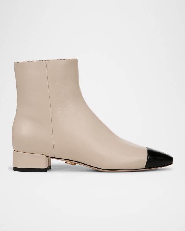 Cecile Bicolor Cap-Toe Ankle Booties